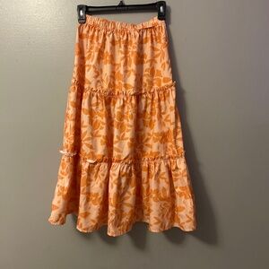 Hawaiian print orange skirt